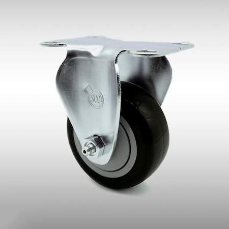 Service Caster 3.5 Inch SS Black Polyurethane Wheel Rigid Top Plate Caster SCC-SS20R3514-PPUB-BLK